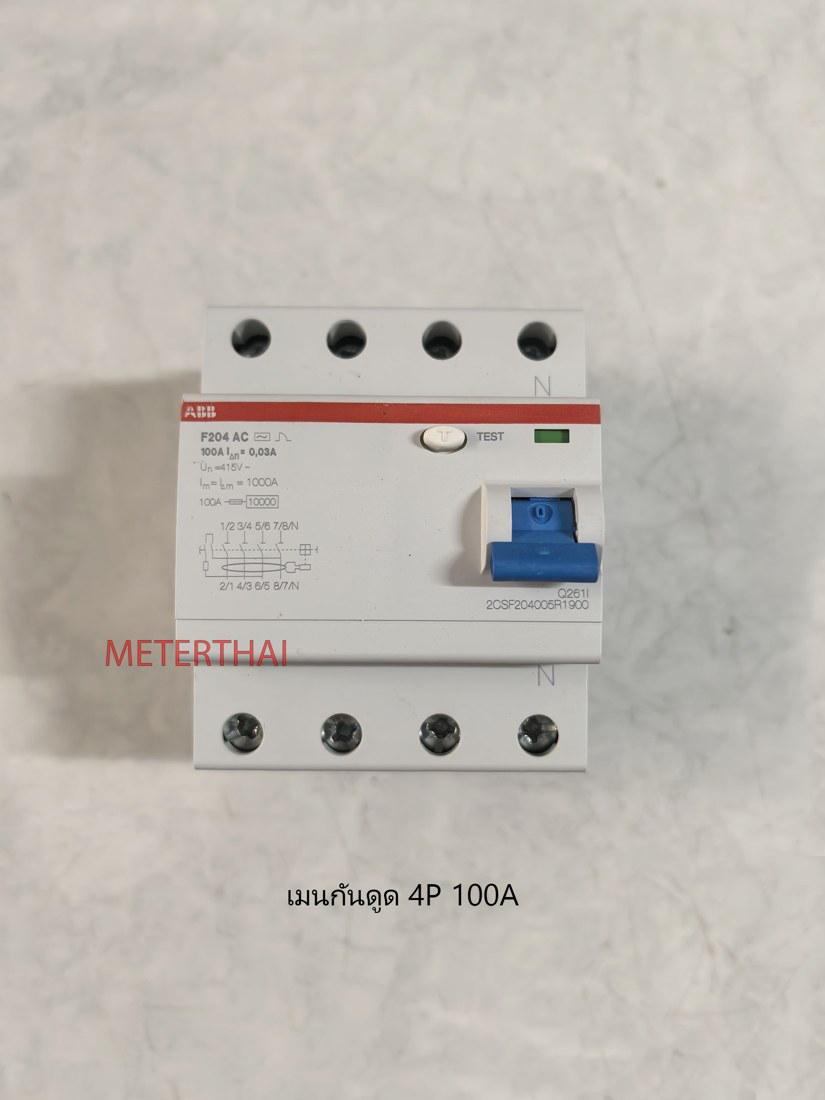 ABB F204-AC100 อุปกรณ์ป้องกันไฟรั่ว ไฟดูด Residual Current (RCCB) 4P, 30mA, 10kA ขนาดแอมป์ 100A